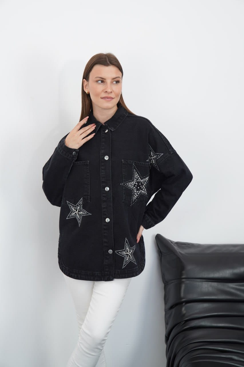 yıldızlı kot ceket