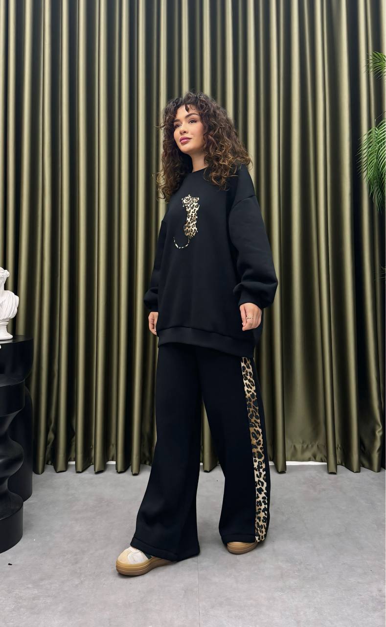 Leopar desenli takım